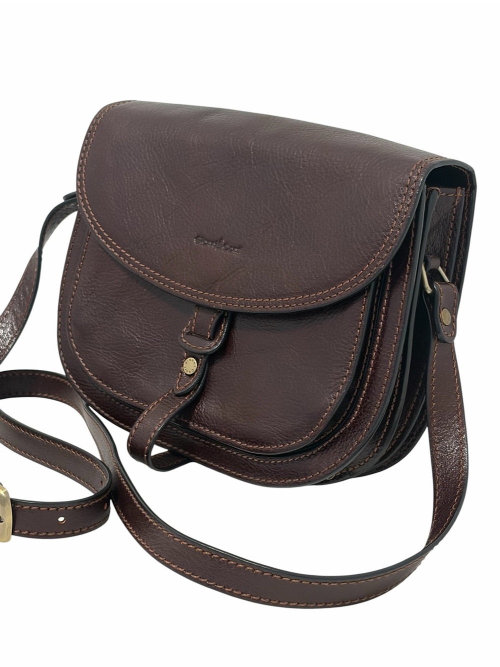Gianni Conti Italian Dark Brown Leather Satchel Saddle Bag - Brand New